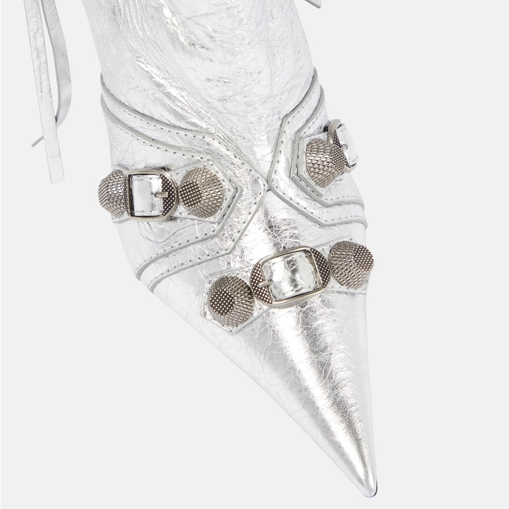 NWOB Balenciaga Le Cagole 90mm Metallic Silver Ankle Boots Size 36.5 IT 6.5 US - Picture 7 of 16